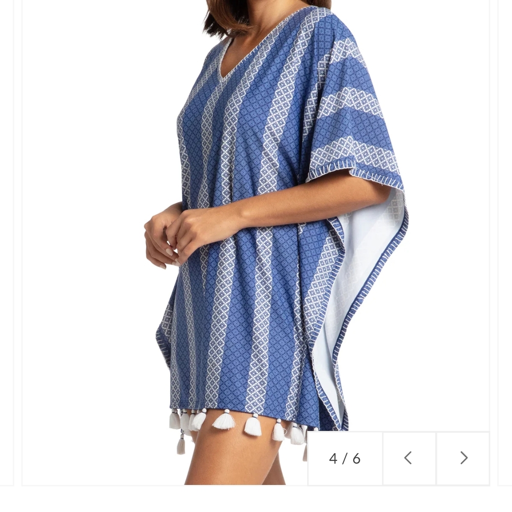 Cabana Life Blue and White Patterned Cover-Up NWT. Size S/M